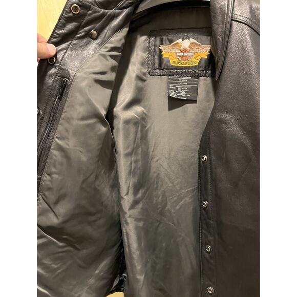 Harley-Davidson Womens Size LG Embossed Leather Jacket Black DC - Picture 6 of 12